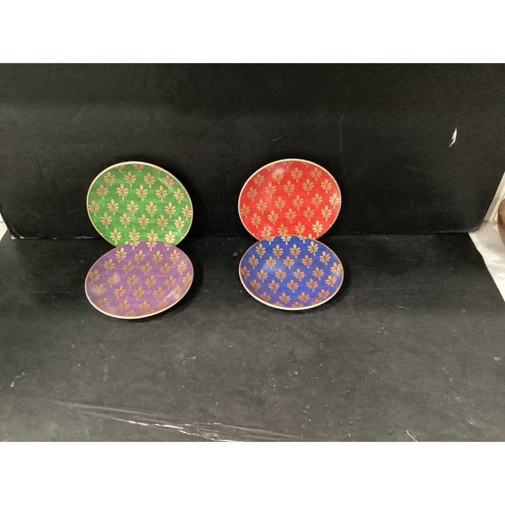Pier 1 Imports Festive Design Porcelain 6" Appetizer Dessert Plates Set of 4